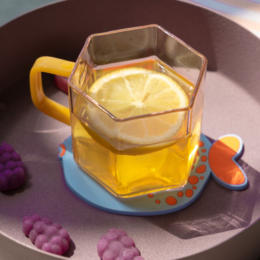 💗 Helio Ferretti | Geometric Glass Mug | Pink/Yellow